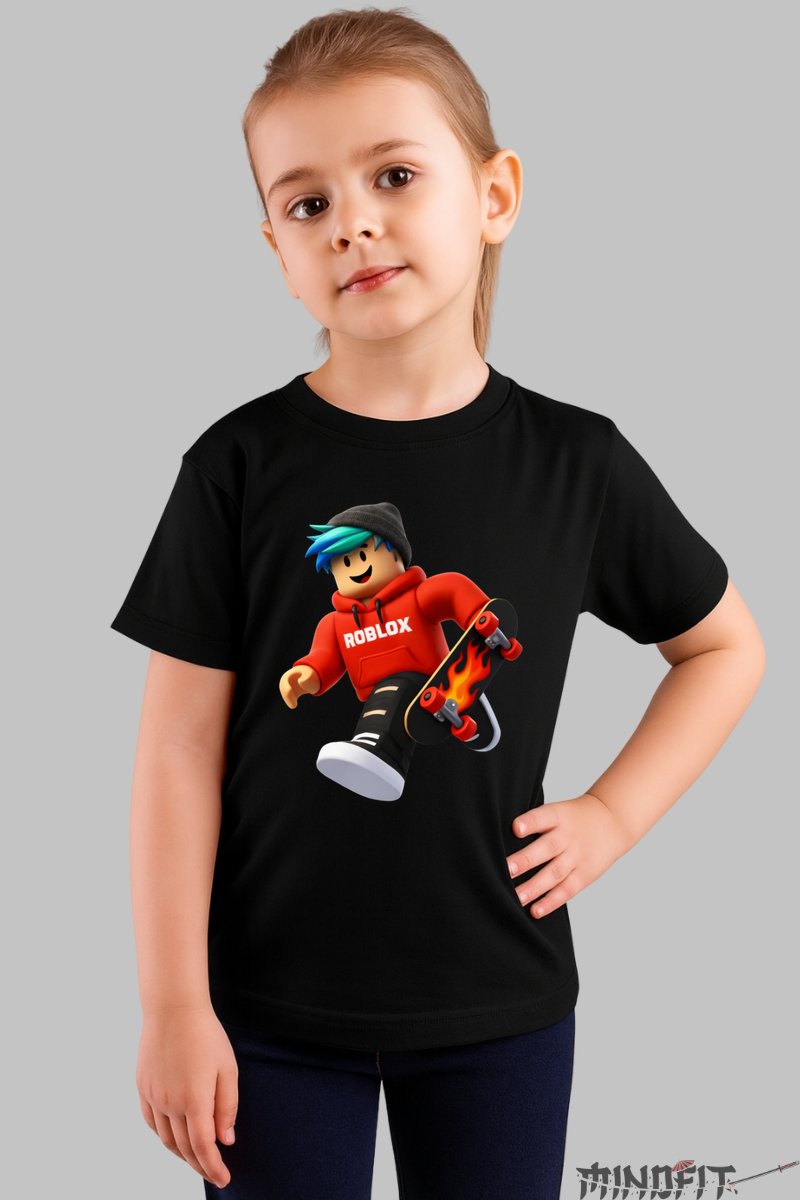 Tricou Roblox Skater - Fast Fire fata negru