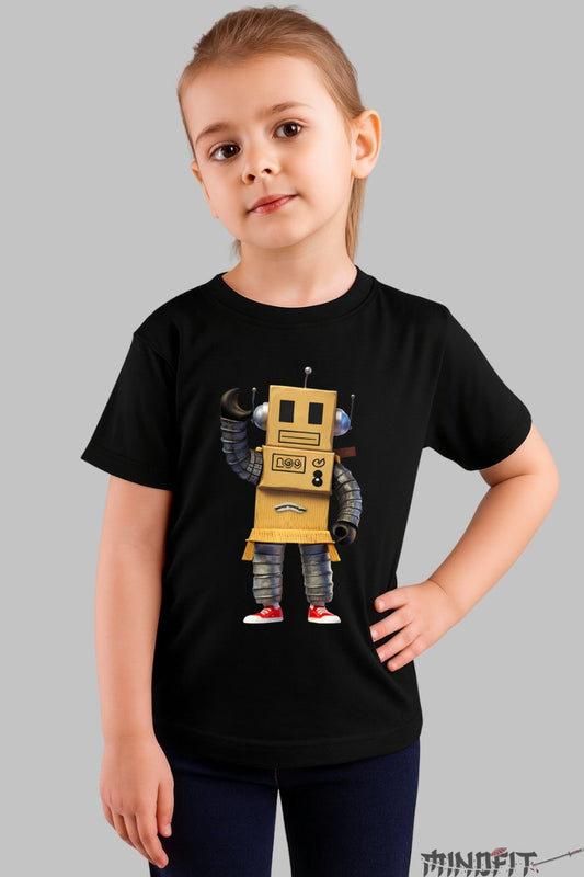 Tricou Robot Creativ - Model Cutie Geniala fata negru