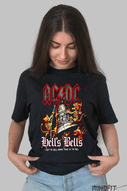 Tricou Rock AC/DC - Hell-s Bells Legendary Tour dama negru