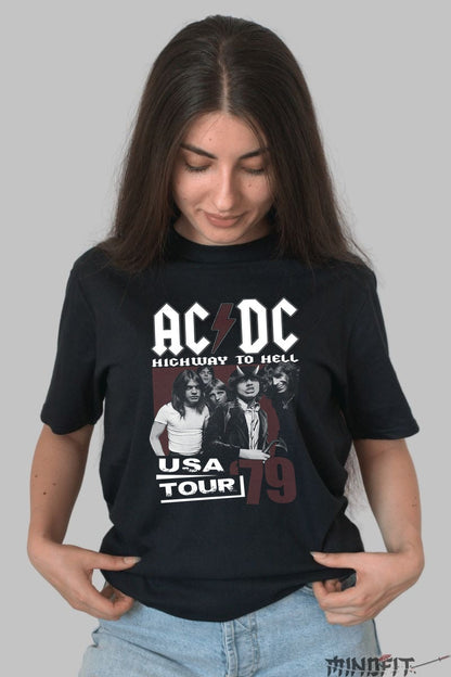 Tricou Rock AC/DC - Highway to Hell USA Tour 1979 dama negru