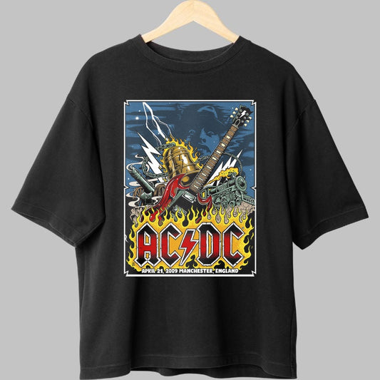 Tricou Rock AC/DC - Manchester Live 2009 fata negru