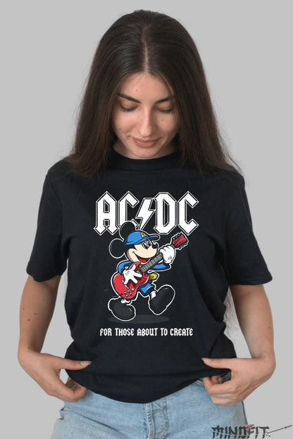 Tricou Rock AC/DC - Mickey cu Chitara Electrica dama negru