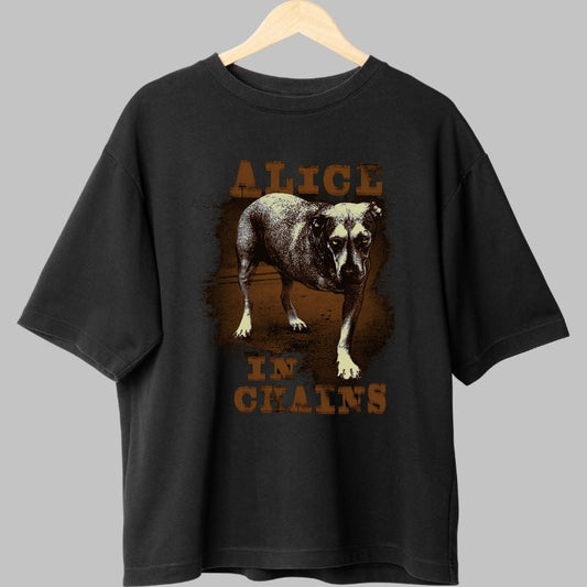 Tricou Rock Alice in Chains - Look Iconic Dog Edition fata negru