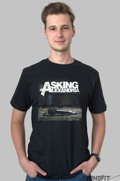 Tricou Rock Asking Alexandria - Microfon si Steag UK barbat negru