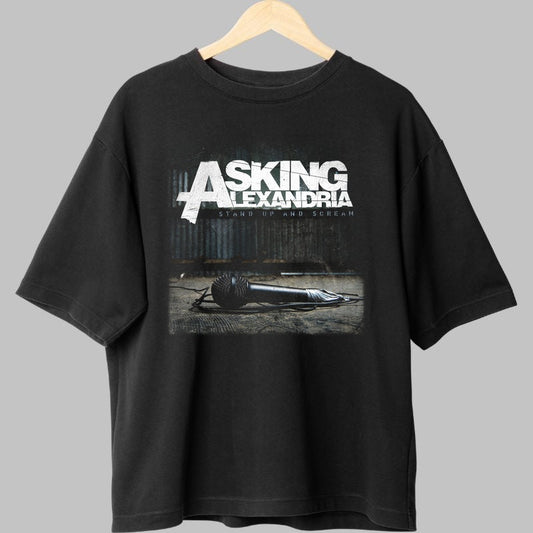Tricou Rock Asking Alexandria - Microfon si Steag UK fata negru