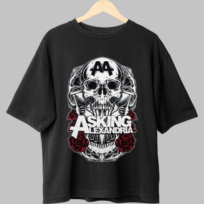 Tricou Rock Asking Alexandria - Skull & Roses Edition fata negru