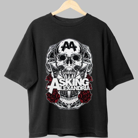 Tricou Rock Asking Alexandria - Skull & Roses Edition fata negru