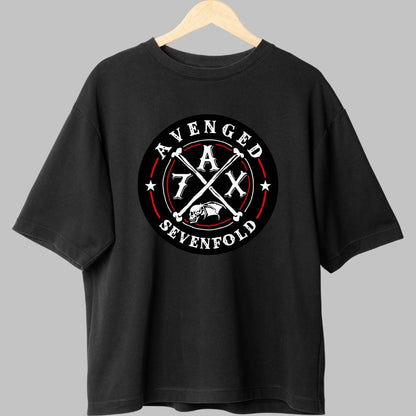 Tricou Rock Avenged Sevenfold - Emblema 7X Skull & Bones fata negru