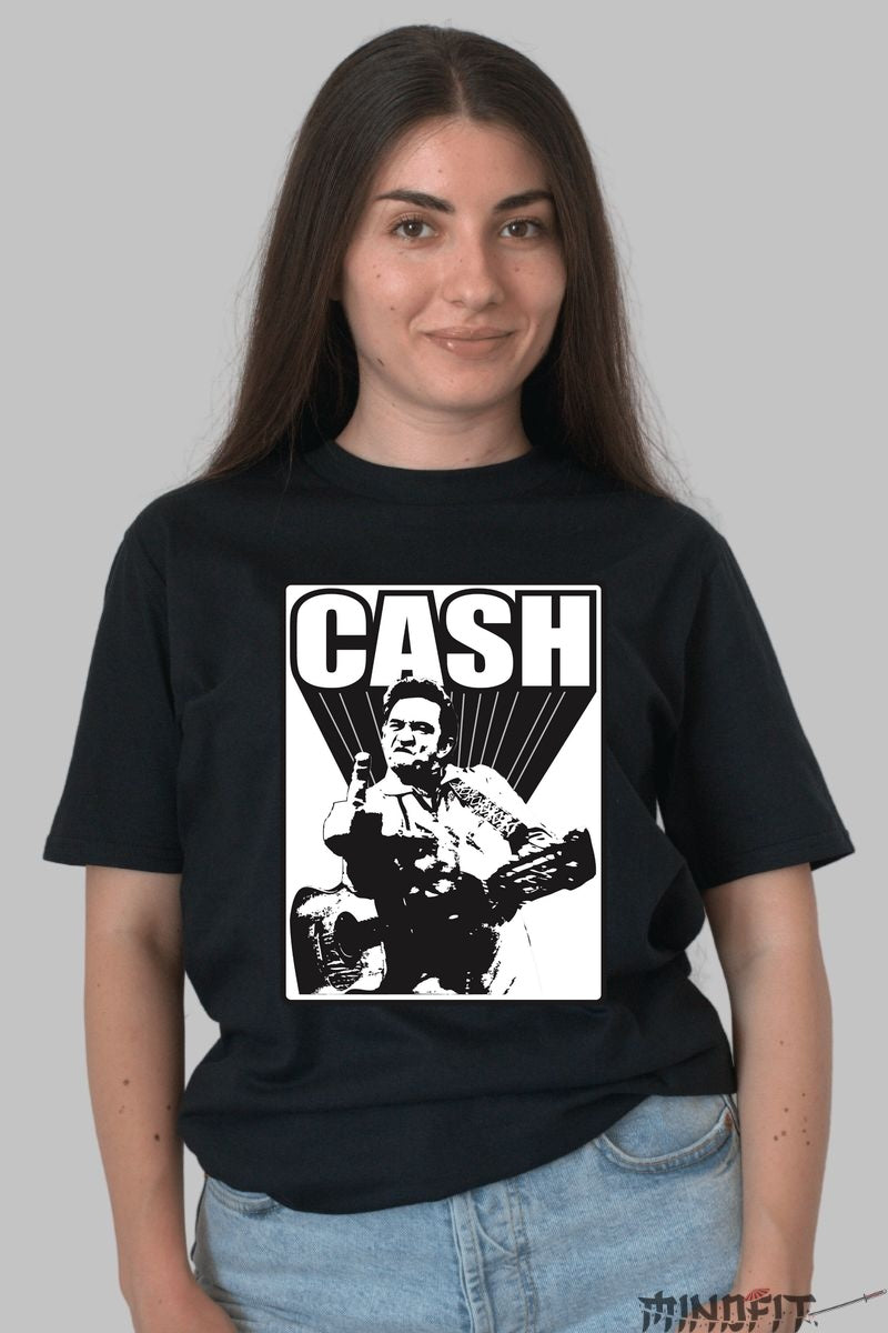 Tricou Rock Cash - Spiritul rebel al muzicii country dama negru