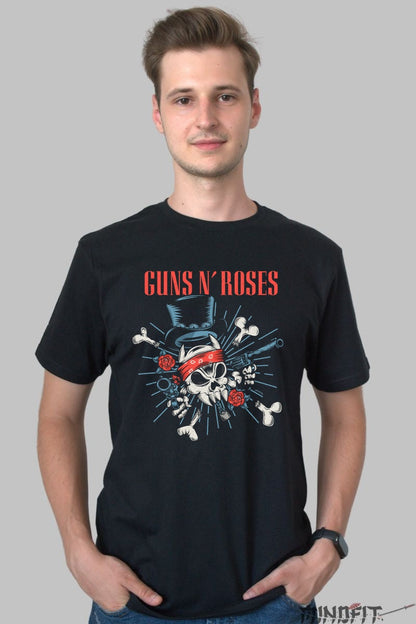 Tricou Rock Guns N- Roses - Skull & Roses Legacy barbat negru