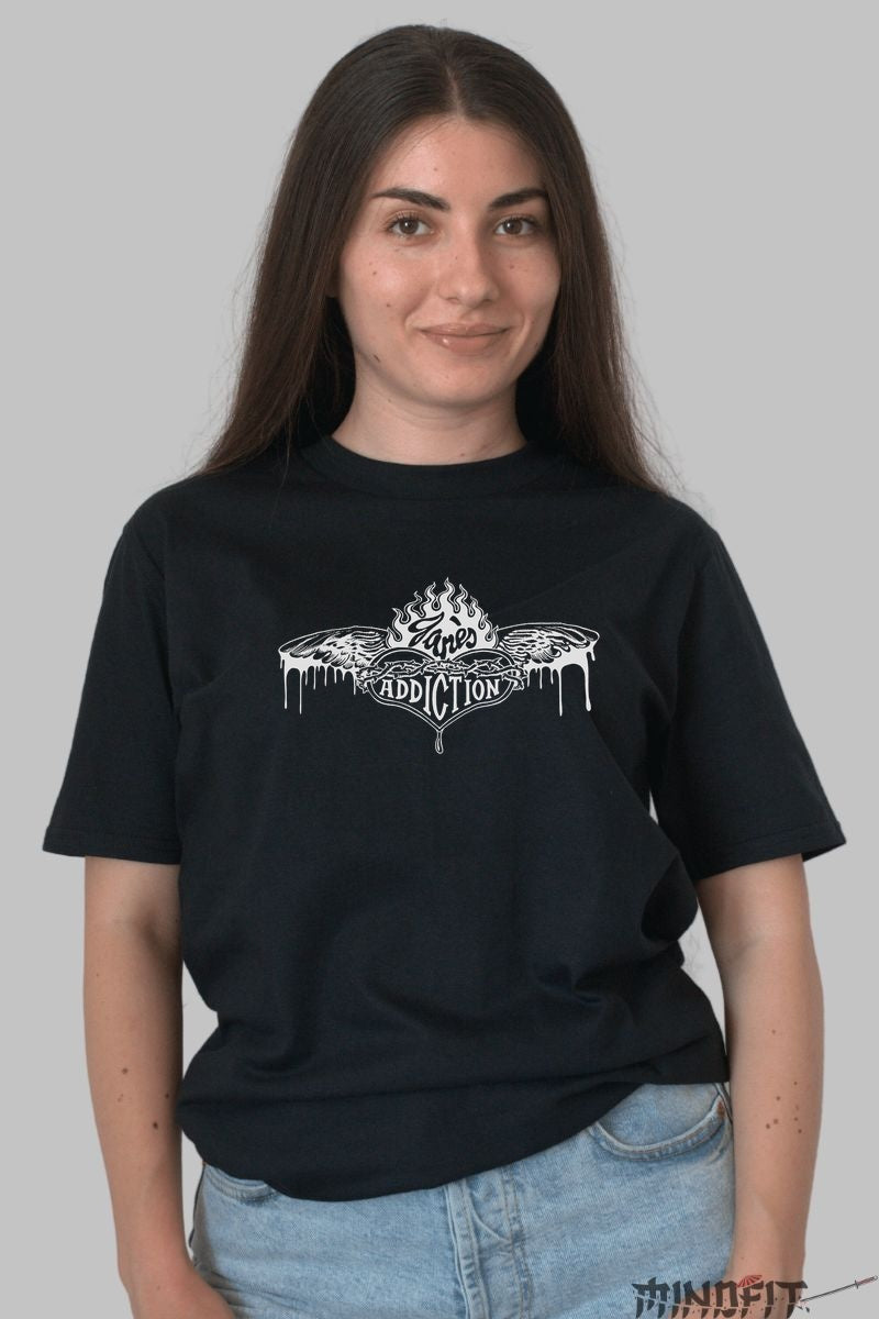 Tricou Rock Jane-s Addiction - Wings & Flames dama negru