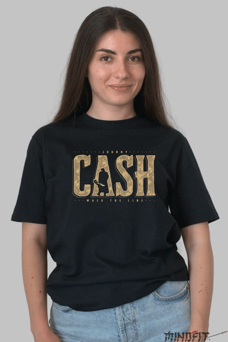 Tricou Rock Johnny Cash - Walk The Line Edition dama negru