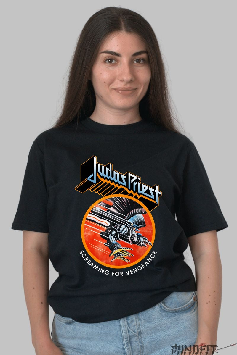 Tricou Rock Judas Priest - Screaming for Vengeance dama negru