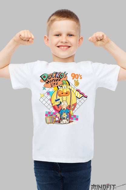 Tricou Rocko's Modern Life - Cartoon Network Clasic baiat alb