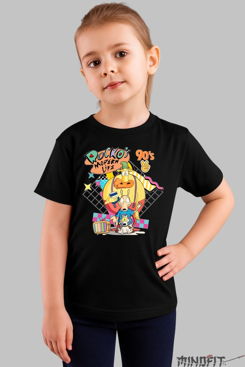 Tricou Rocko's Modern Life - Cartoon Network Clasic fata negru