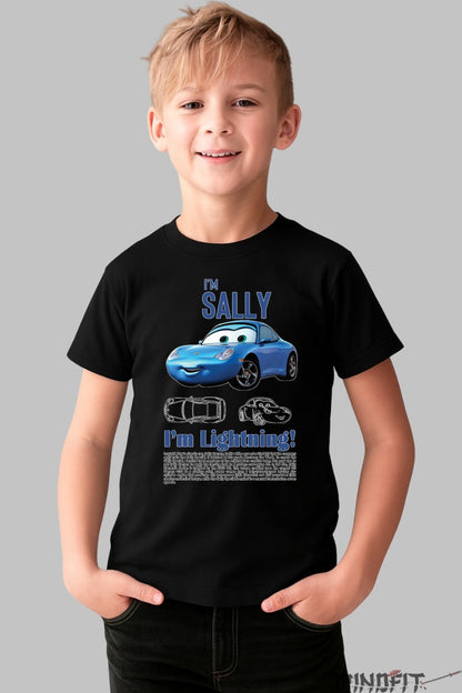 Tricou Sally si Lightning - Cars Disney Pixar baiat negru