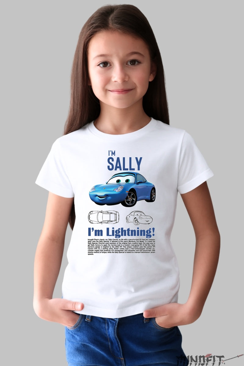 Tricou Sally si Lightning - Cars Disney Pixar fata alb