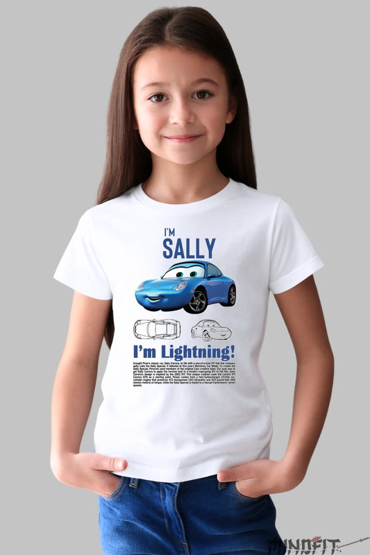 Tricou Sally si Lightning - Cars Disney Pixar fata alb