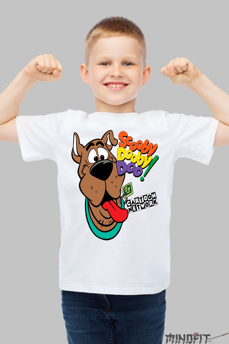 Tricou Scooby Doo Fericit - Cartoon Network baiat alb