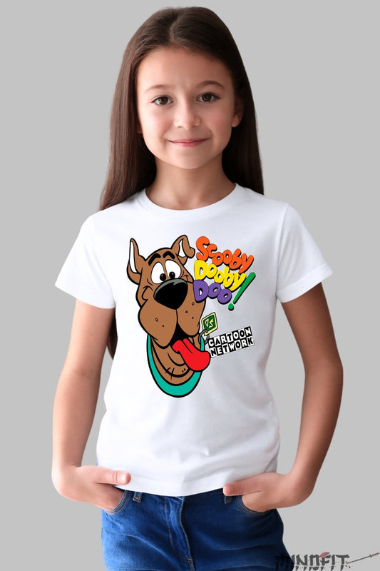 Tricou Scooby Doo Fericit - Cartoon Network fata alb