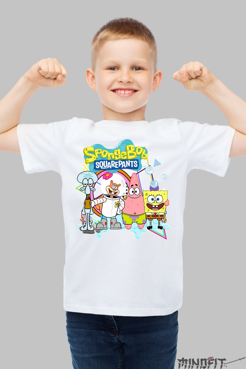 Tricou SpongeBob Gang - Cartoon Network baiat alb