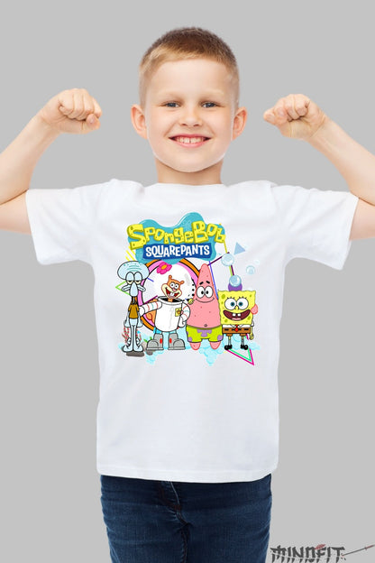 Tricou SpongeBob Gang - Cartoon Network baiat alb