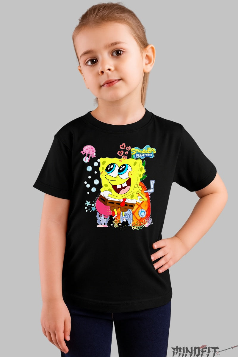Tricou SpongeBob Inimioare - Cartoon Network fata negru