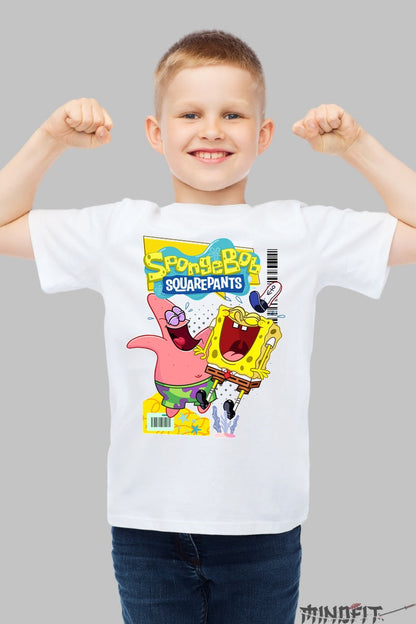 Tricou SpongeBob si Patrick - Cartoon Network baiat alb