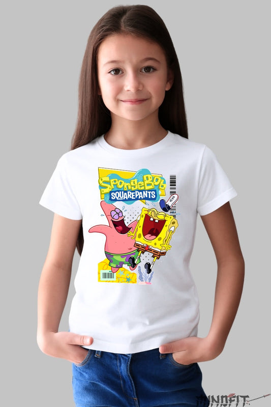Tricou SpongeBob si Patrick - Cartoon Network fata alb