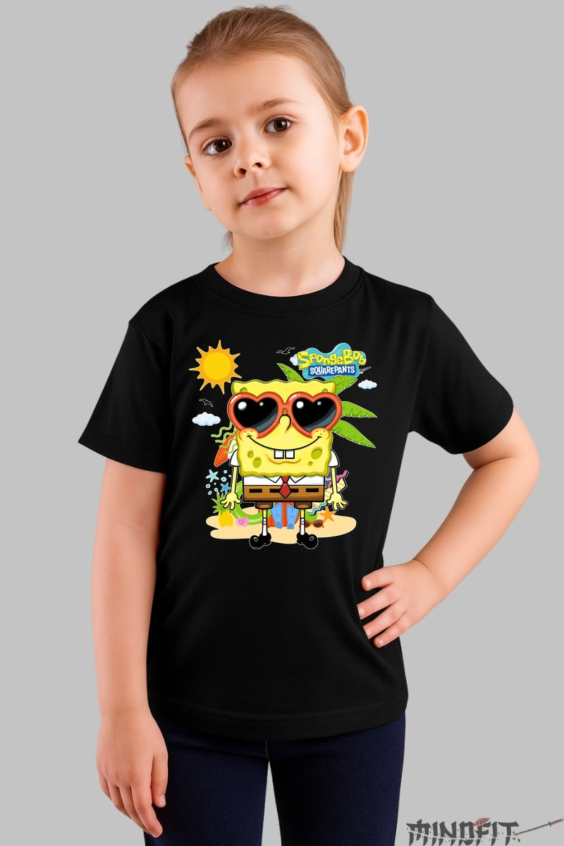 Tricou SpongeBob Vacanta Tropicala - Cartoon Network fata negru
