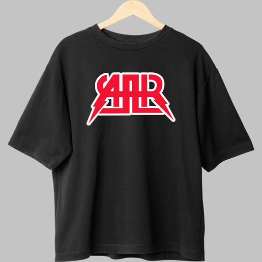 Tricou Streetwear SAHR - Design Red Strike Bold fata negru