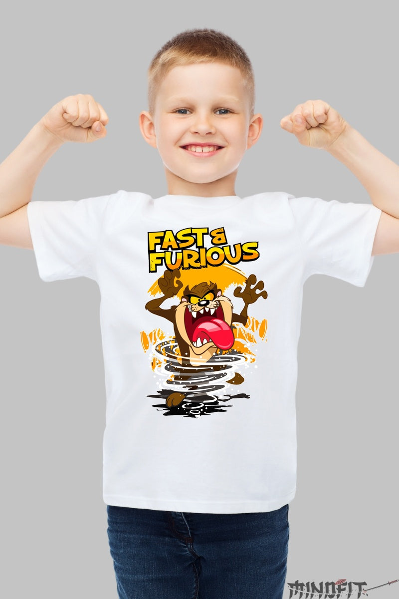Tricou Taz Tornado Fast & Furious - Looney Tunes baiat alb