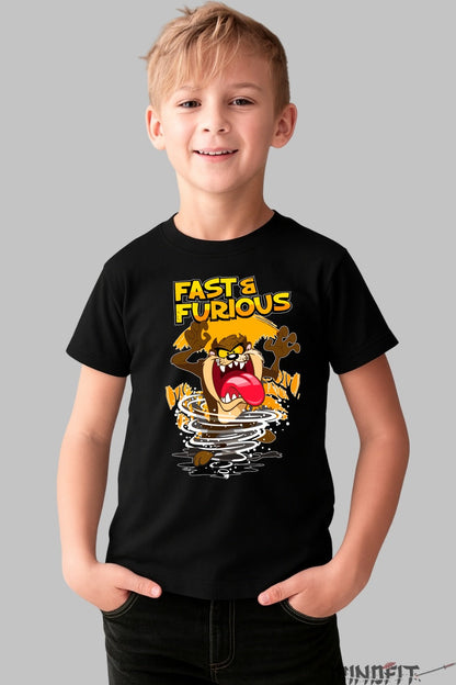 Tricou Taz Tornado Fast & Furious - Looney Tunes baiat negru
