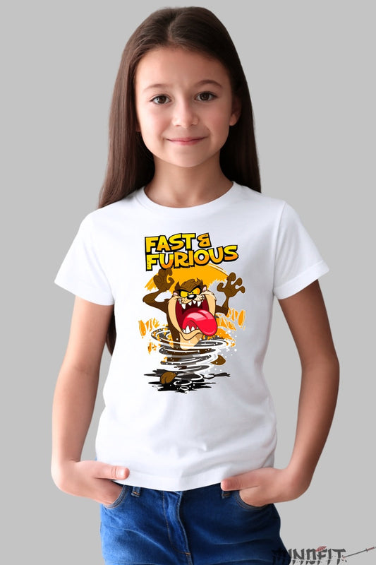 Tricou Taz Tornado Fast & Furious - Looney Tunes fata alb