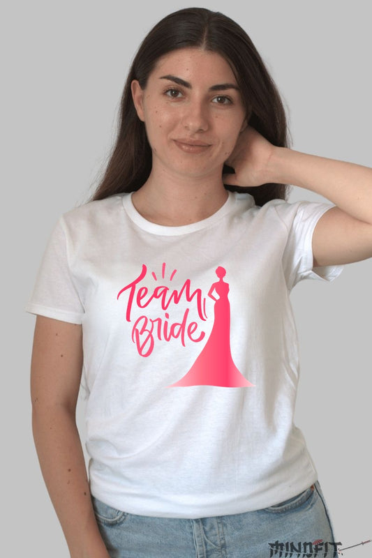 Tricou Team Bride - Eleganta si Stil pentru Viitoarea Mireasa Dama Alb