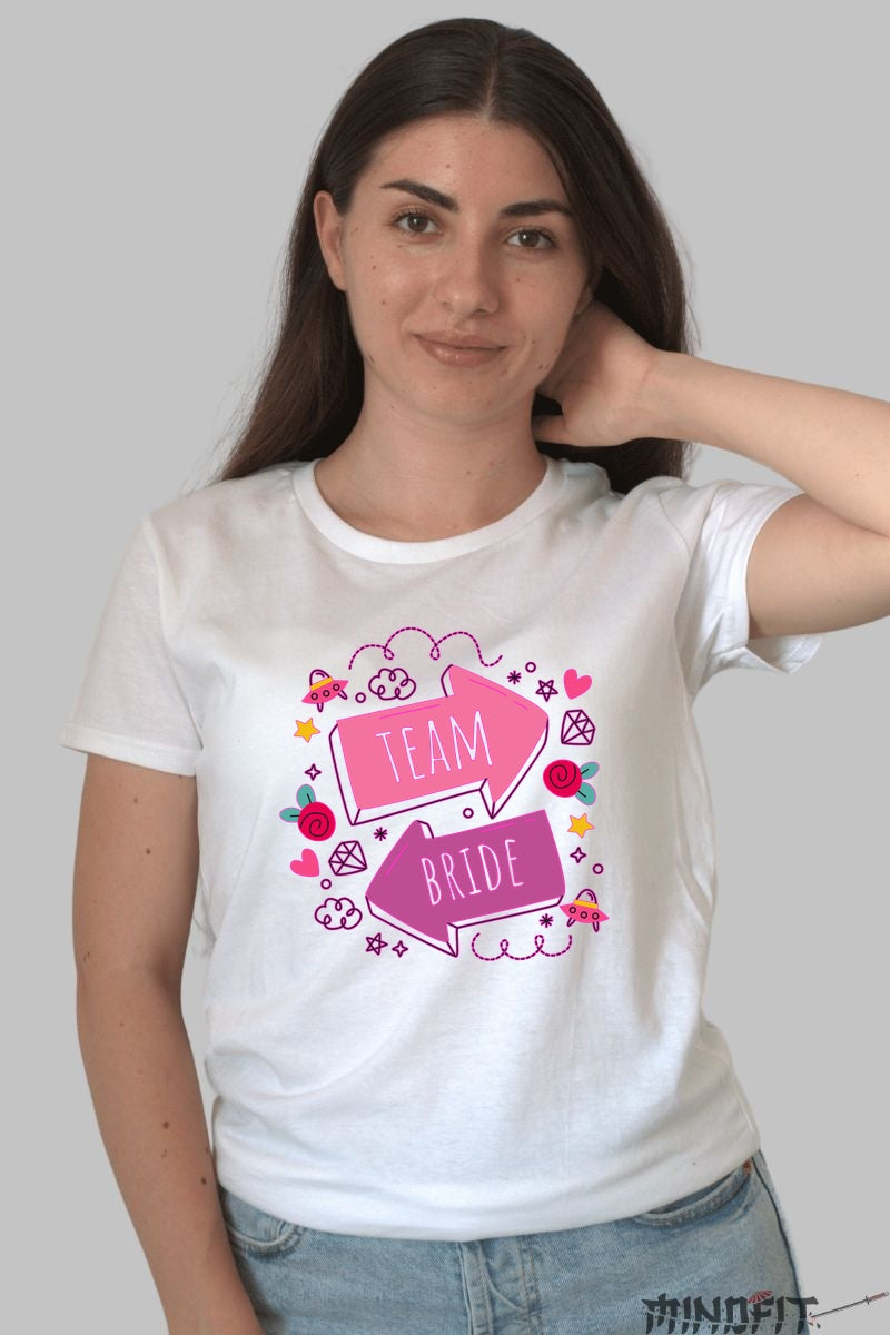 Tricou Team Bride - Perfect Pentru Amintiri de Neuitat Dama Alb