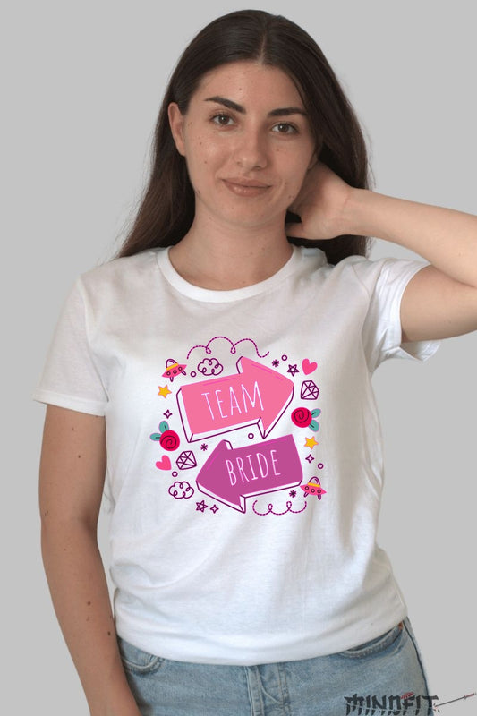 Tricou Team Bride - Perfect Pentru Amintiri de Neuitat Dama Alb