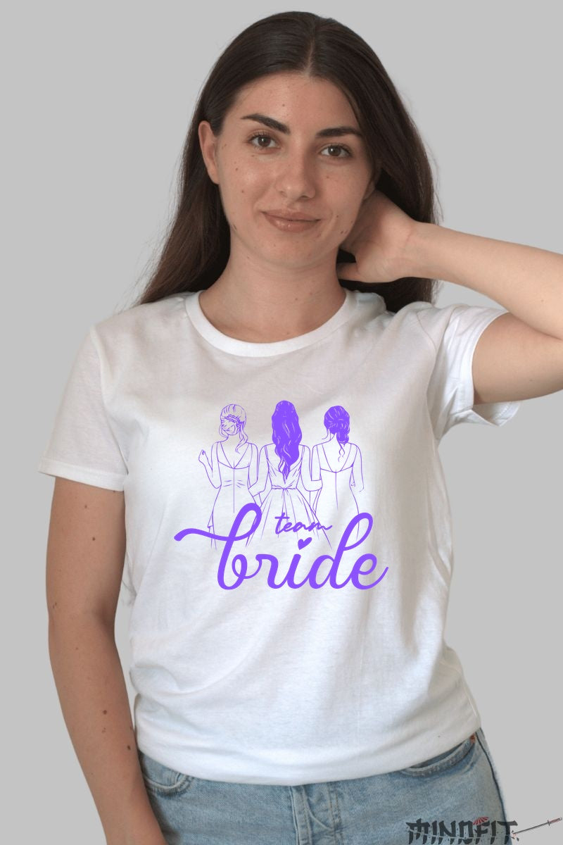 Tricou Team Bride - Perfect pentru Ziua Speciala a Miresei Dama Alb