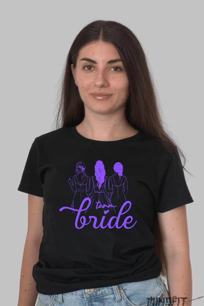 Tricou Team Bride - Perfect pentru Ziua Speciala a Miresei Dama Negru
