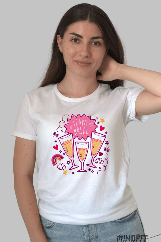 Tricou Team Bride - Pregatit pentru a Sarbatori si a Straluci Dama Alb