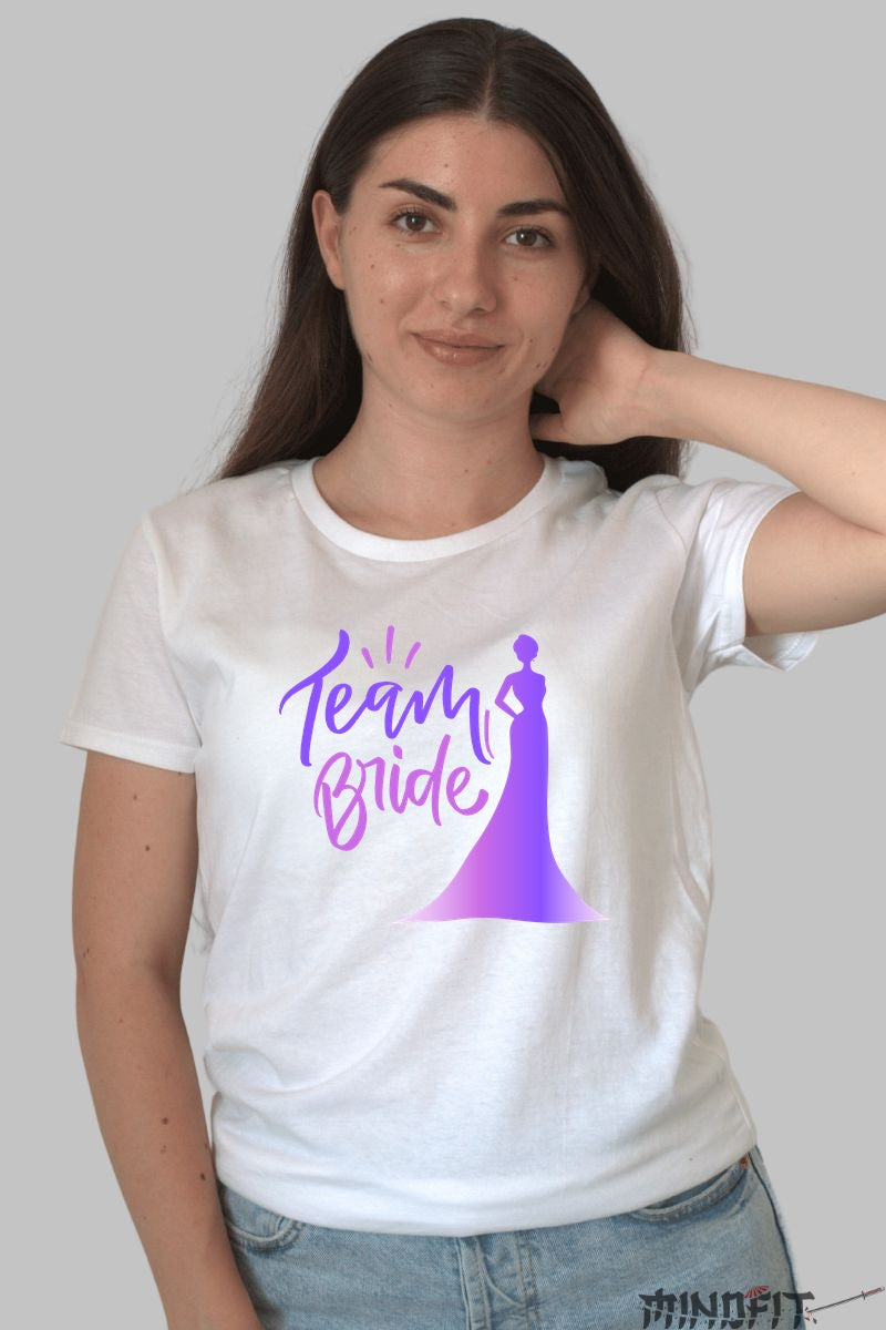 Tricou Team Bride - Stil si Eleganta pentru Echipa Miresei Dama Alb