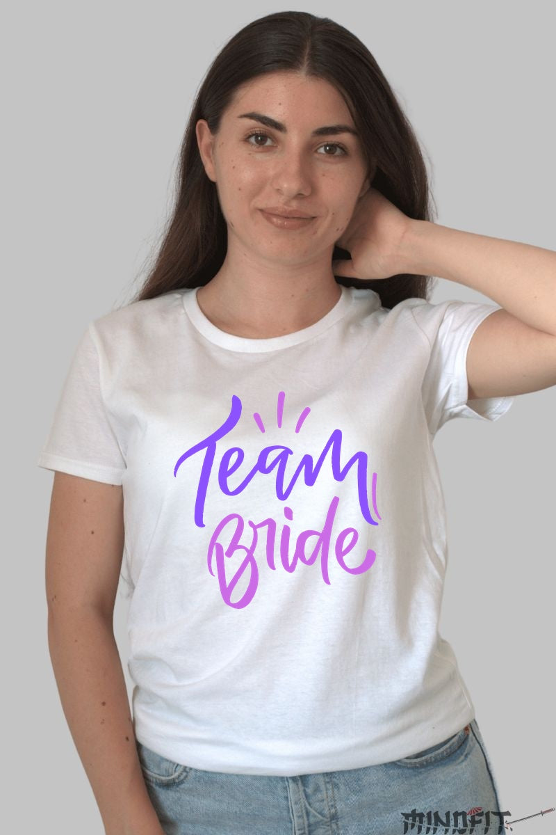 Tricou Team Bride - Unitatea Perfecta Pentru Petrecerea Burlacitelor Dama Alb