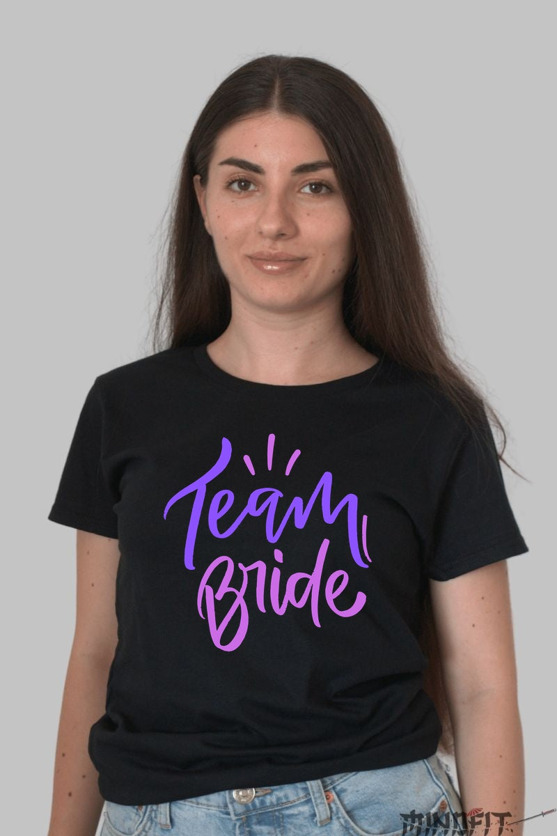 Tricou Team Bride - Unitatea Perfecta Pentru Petrecerea Burlacitelor Dama Negru