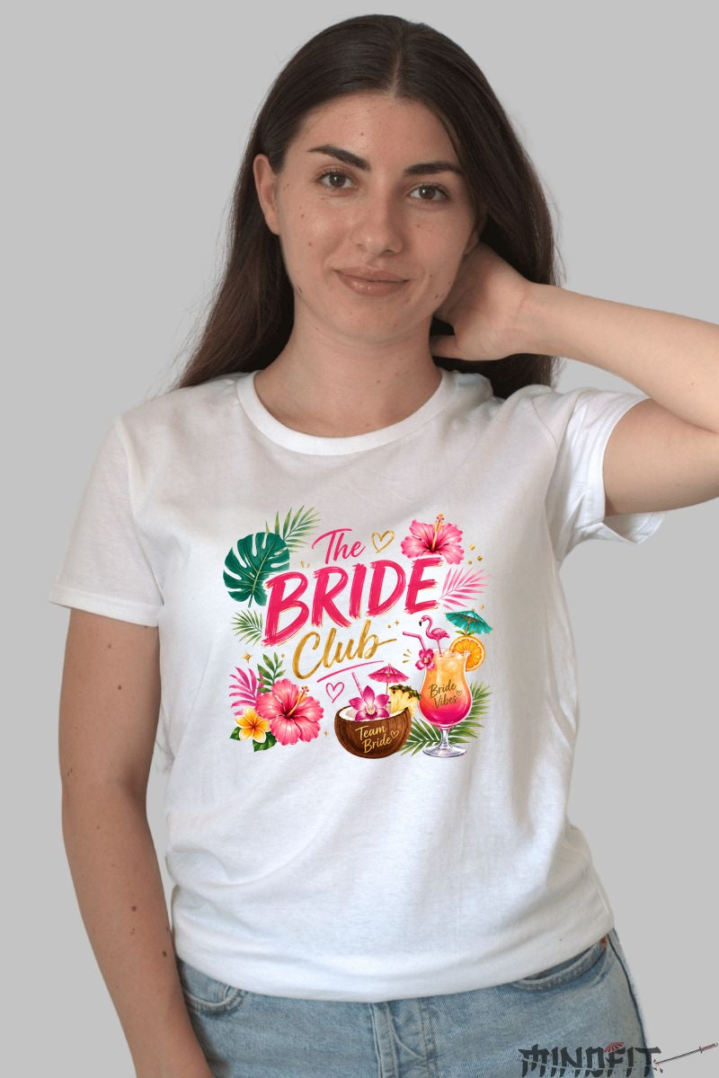 Tricou The Bride Club - Eleganta si Distractie Asigurata Dama Alb