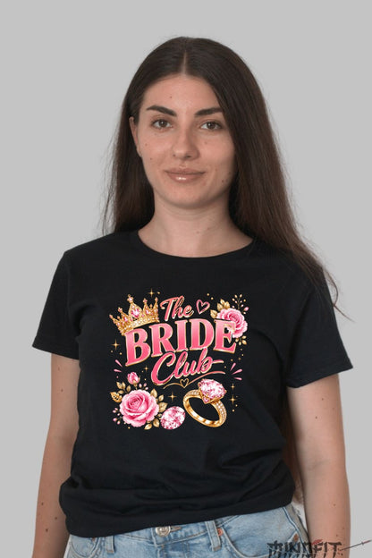 Tricou The Bride Club - Eleganta si Stil pentru Viitoarea Mireasa Dama Negru