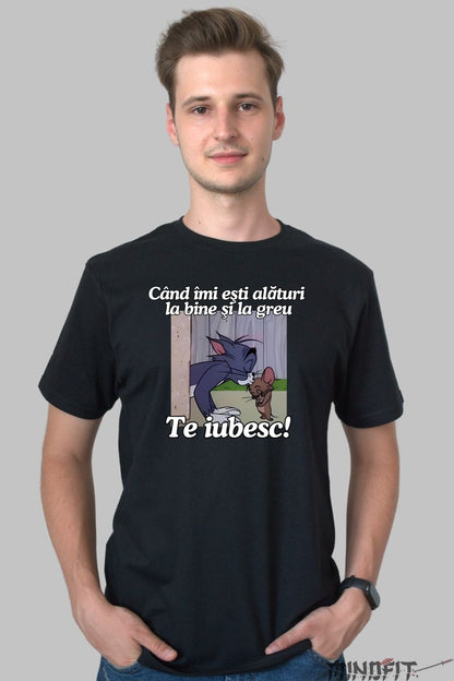 Tricou Tom Si Jerry Cand imi esti alaturi la bine si la greu barbat negru