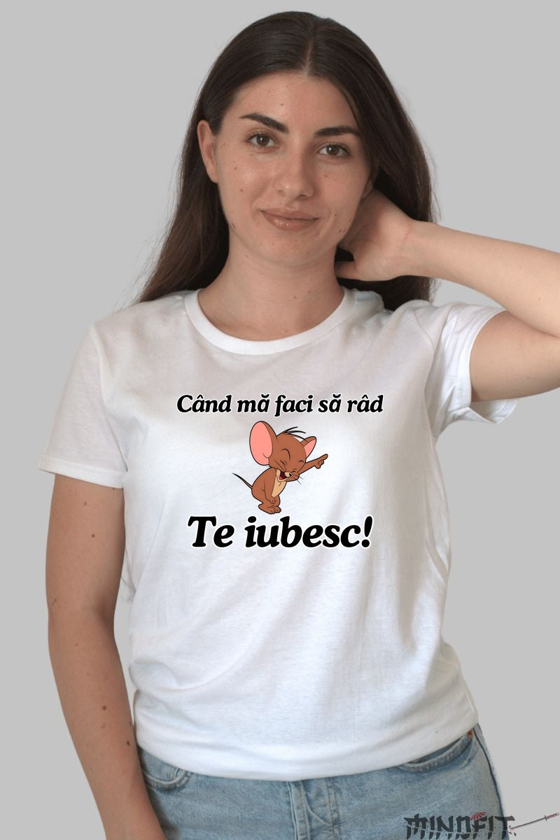 Tricou Tom Si Jerry Cand ma faci sa rad dama alb