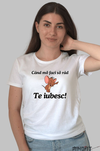 Tricou Tom Si Jerry Cand ma faci sa rad dama alb