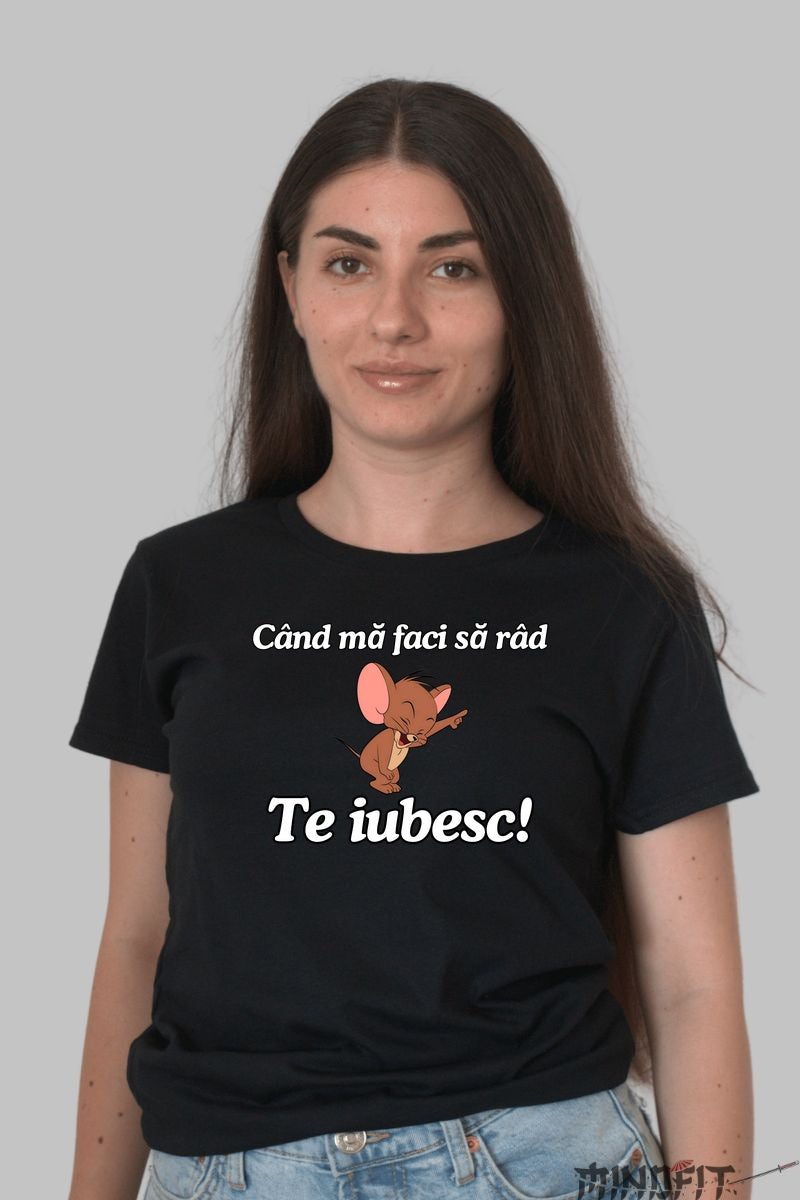 Tricou Tom Si Jerry Cand ma faci sa rad dama negru
