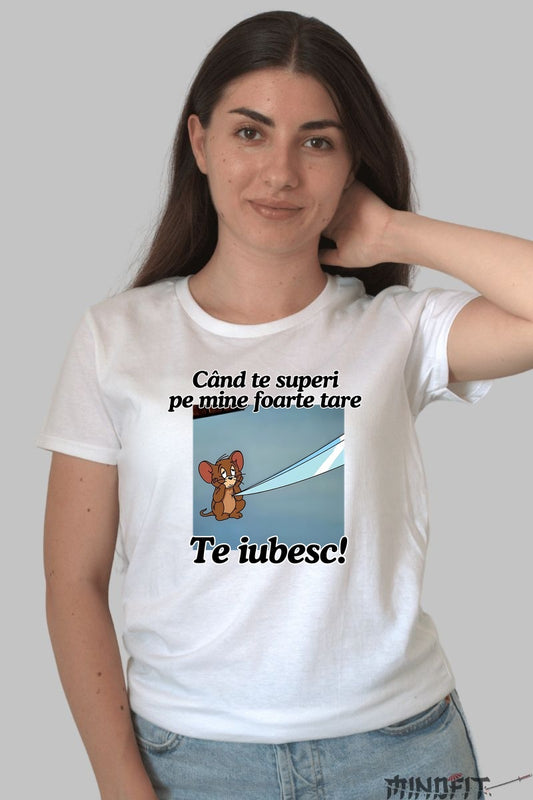 Tricou Tom Si Jerry Cand te superi pe mine foarte tare dama alb